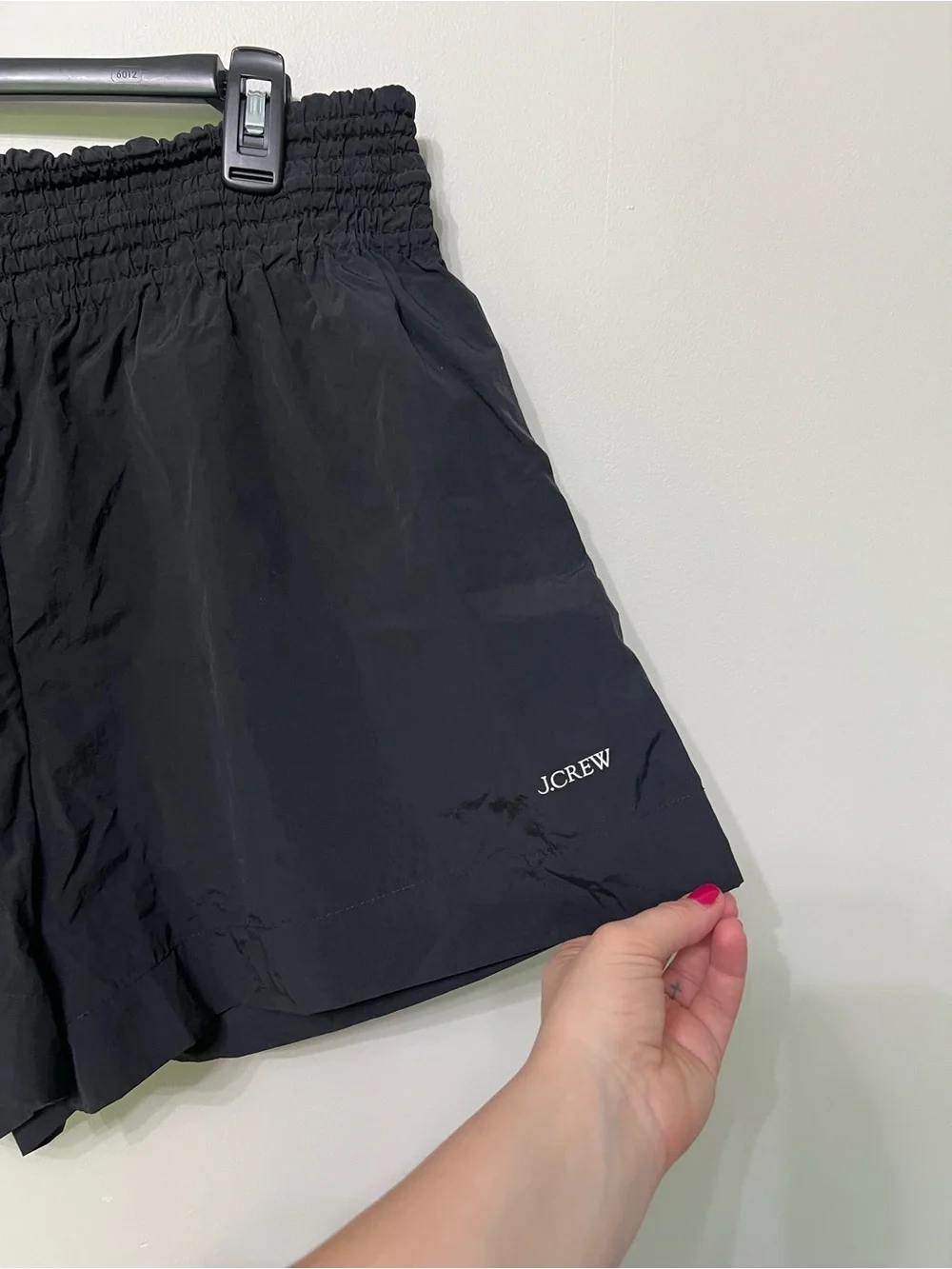 J. Crew Smocked Beach Shorts Black Nylon Polyamide Pull On Size XL